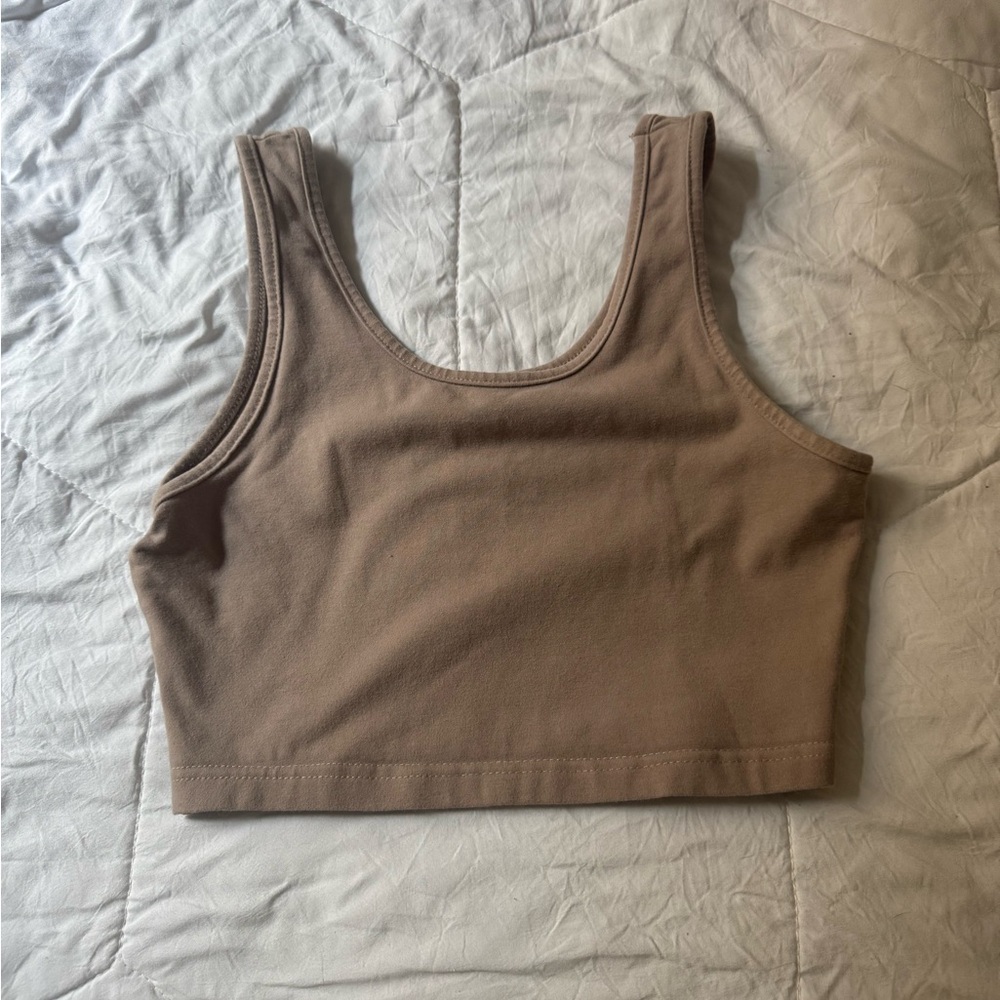 Tan Cropped Tank Top